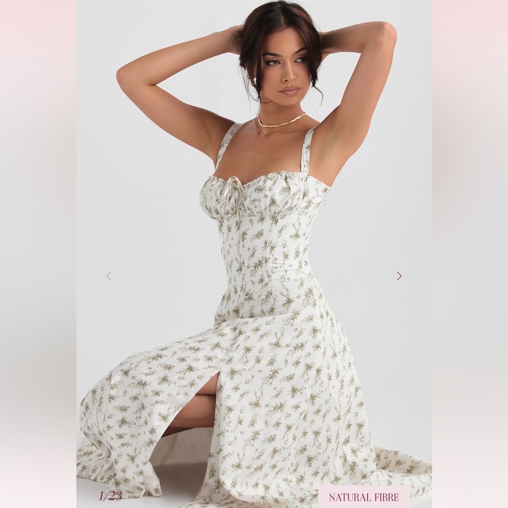Carmen Garden print bustier sundress🤍💚